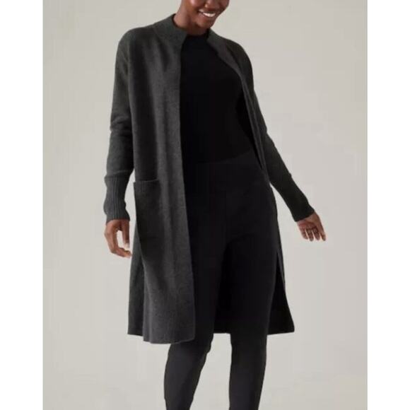 Athleta Spirit Refined Wool Cashmere Wrap Charcoal‎ Gray Heather Large NWT $259 - Picture 1 of 12